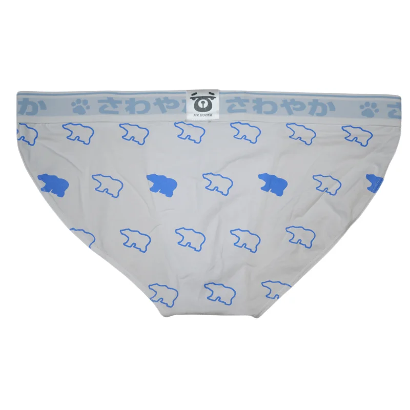 Cute Bear Print Elasticity Briefs, Plus Size Men's Underpants, Gay Bear Proud Underwear, Sexy Cuecas White/Black L XL XXL 3XL 6