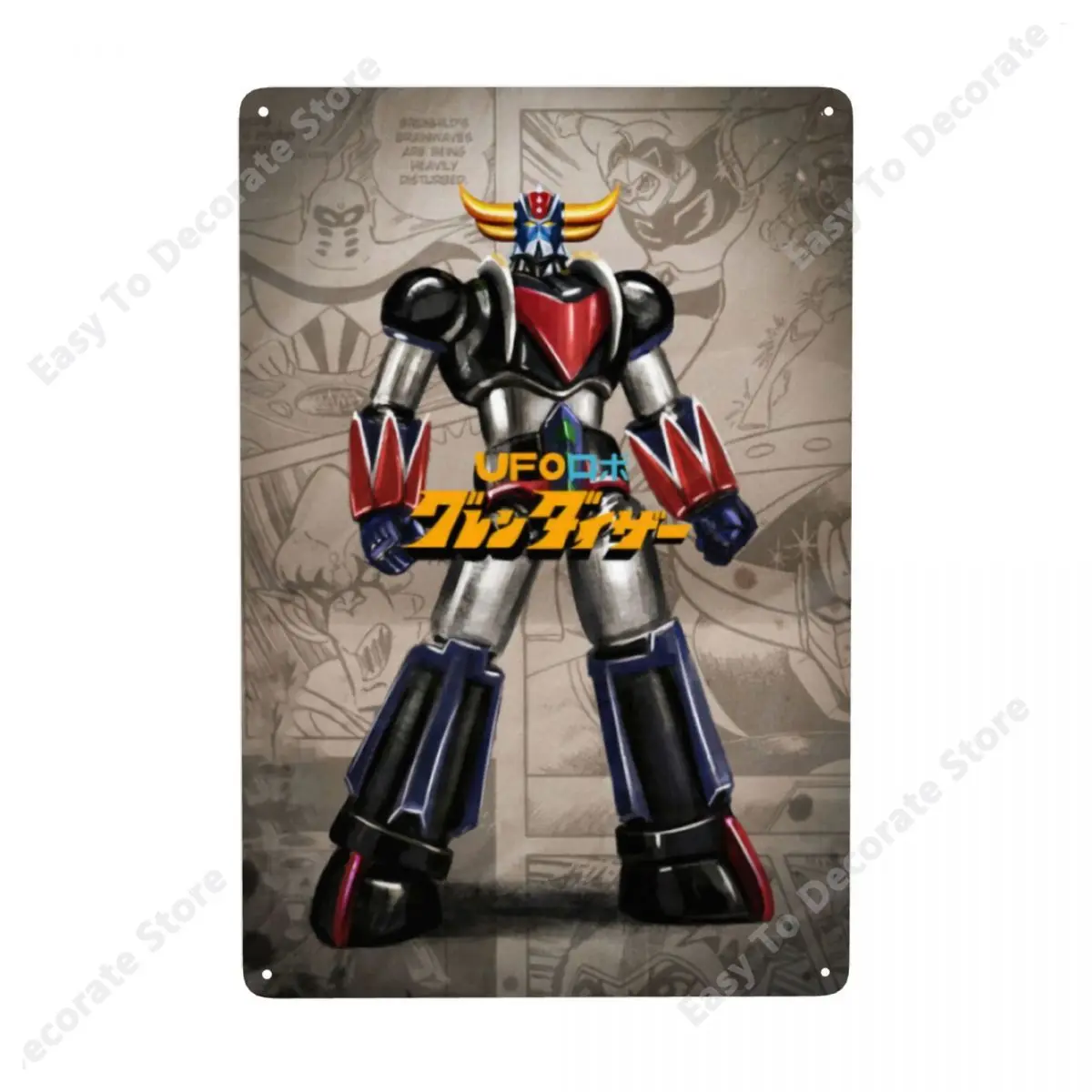 

Vintage Mazinger Z Anime Metal Sign Personalized UFO Robot Goldorak Tin Plaque Restaurant Wall Bar Decor Decorations Art