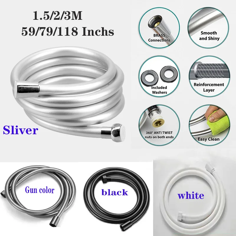 1.5/2/3/5 M High Pressure Shower PVC Smooth Shower Hose With Anti-Twist Brass Connections Universal Replacement Kink Four Color 1 Mallzona Sb16f0b3e9823444eb917223051acd9fdy 1.5/2/3/5 M High Pressure Shower PVC Smooth Shower Hose With Anti-Twist Brass Connections Universal Replacement Kink Four Color Mallzona