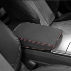 Luxury Armrest Box Protective Cover - Premium Decorative Interior Accessory - 2009 - 2016 B8 (Suede Red thread)