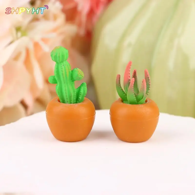 

1:12 Dollhouse Miniature Cactus Potted Plants Green Plant In Pot Bonsai Model Home Garden Decor Toy Doll House Accessories