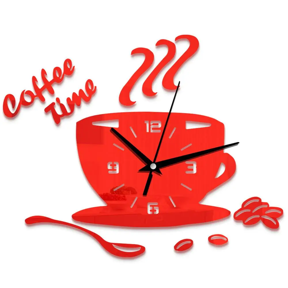 Orologio Da Parete 3D Fai Da Te In Acrilico A Specchio – 80-120 Cm, Design Moderno, Rosso