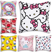 Cute Funny Cartoon Hello Kitty Pillow Covers Cartoon Sofa Decorative Home Double-sided Printing Short Plush Cute Cushion Cover 2