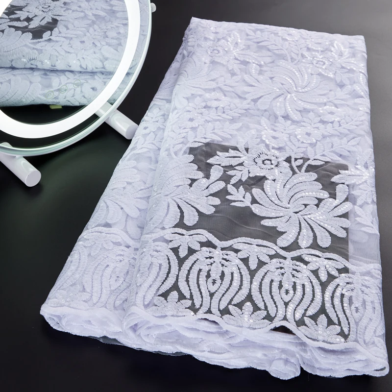 

New Arrival African Tulle Lace Fabrics Sequin 2022 High Quality French Nigerian Net Mesh Lace Material For Party Wedding A3031