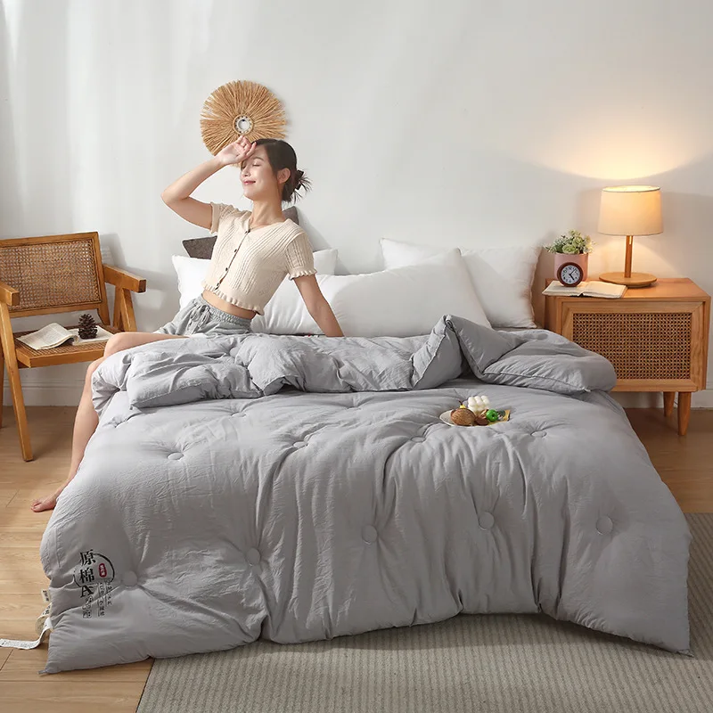 

Home Bedding Comforter Winter Bed Duvets Soybean Fabric Quilt Nordic Filling Cotton Quilts Thickened Warm Duvet Bedroom Blanket