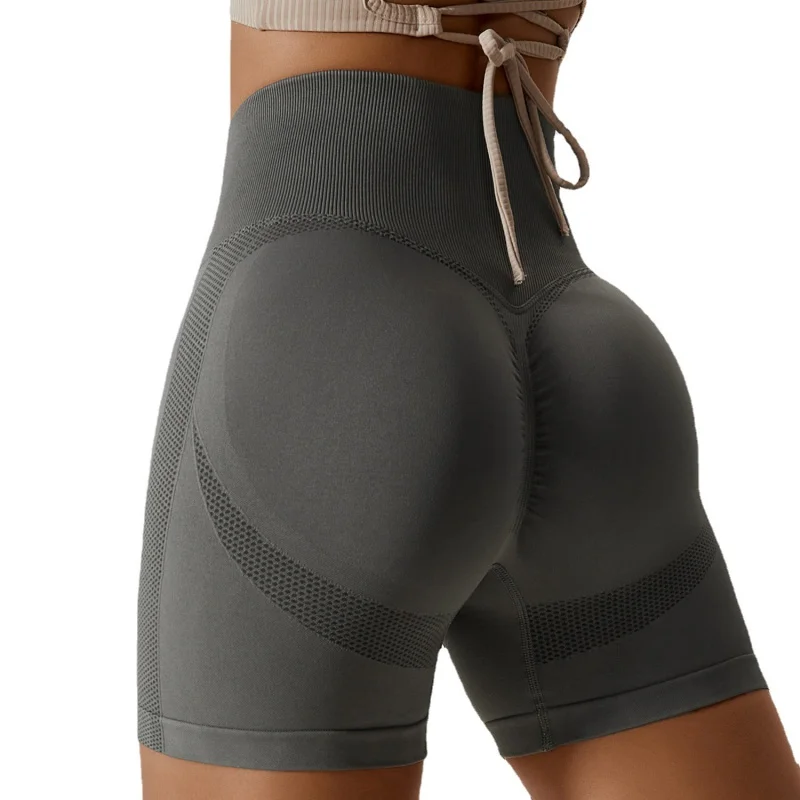 

Seamless Yoga Shorts Peach Hip Lifting High Waist Fitness Pants Tight Running Sports Shorts for Girls6415