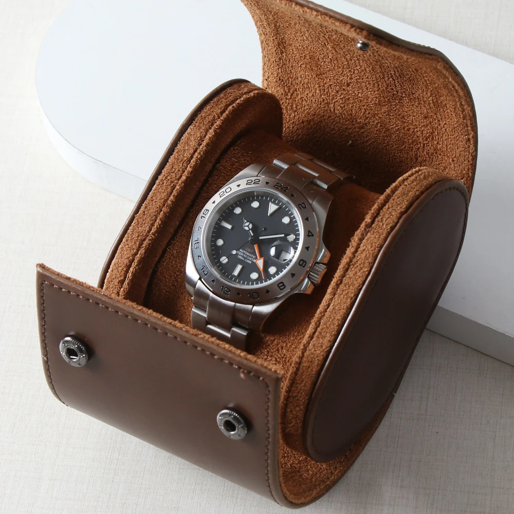 Black Brown Leather Material 1 slot Watch Box High Quality Luxury Watch Packaging Box Gift Packaging