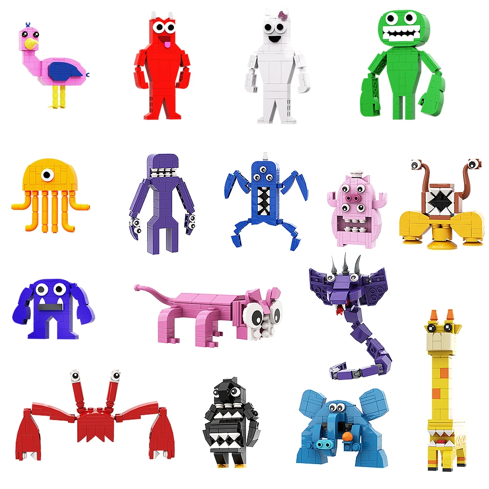 Banban 빌딩 블록 게임의 새로운 MOC Garten 녹색 머리 괴물 플라밍고 Banban Garten 모델 벽돌 어린이 Educationa 선물