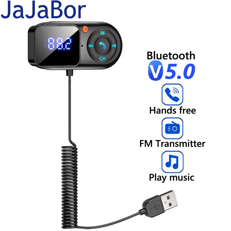 

JaJaBor Car FM Transmitter 3.5mm AUX Audio Receiver USB Adapter TF Card Music Car MP3 Player Handsfree Bluetooth 5.0 Car Kit