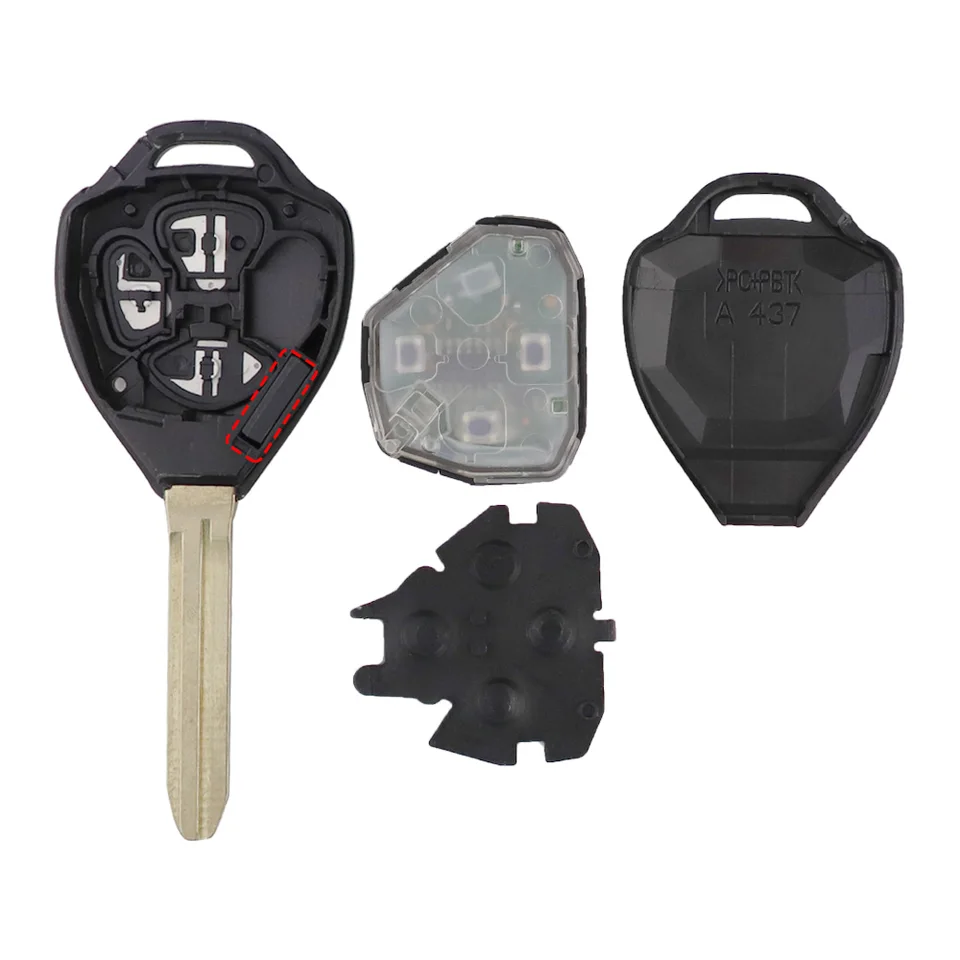 Ecusells Chiave a distanza per auto a 2/3 pulsanti 433 MHz 4D67 Chip TOY43 Lama non tagliata per Toyota RAV4 Corolla Camry 2006 2007 2008 2009 2010
