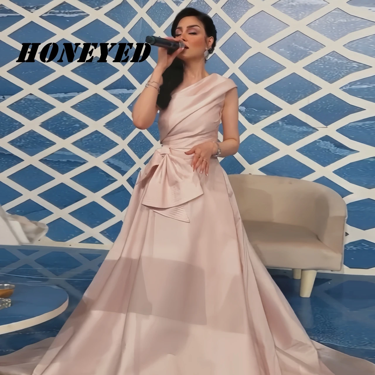 

Honeyed Pink Formal Mermaid Prom Evening Dresses One Shoulder Satin Long Cocktail Party Gowns Custom Size Vestidos De Noche2023