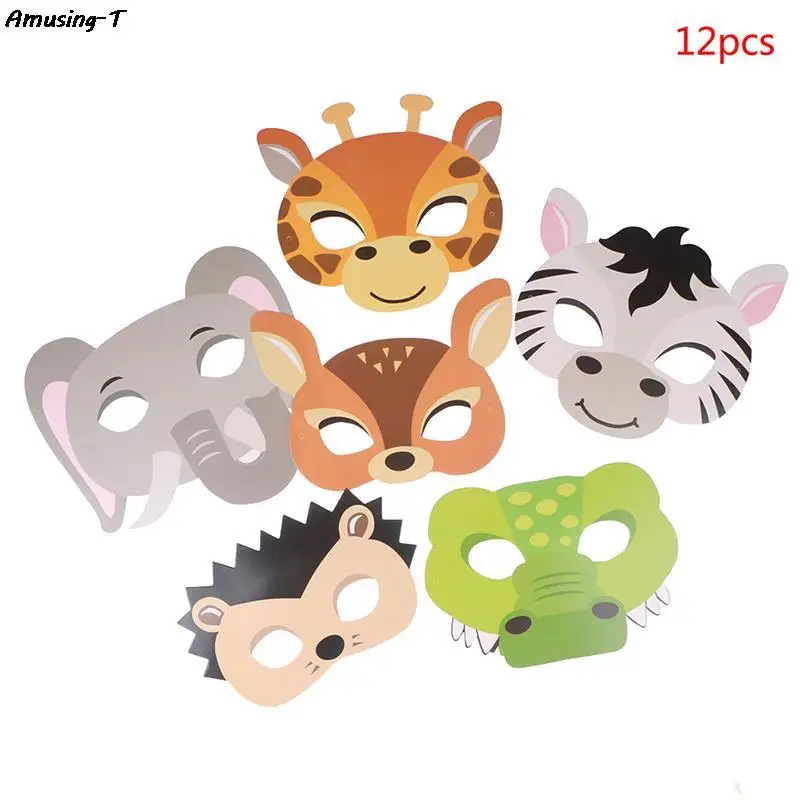 

12pcs Animal Mask Jungle Party Decor Baby Shower Favors Safari Jungle Theme Birthday Party Supplies Kids Favors Mask