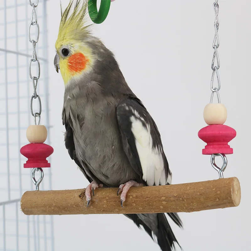 Natural solid wood parrot specific swing bird cage suspension ring suspension bridge swing pet bird toy accessories