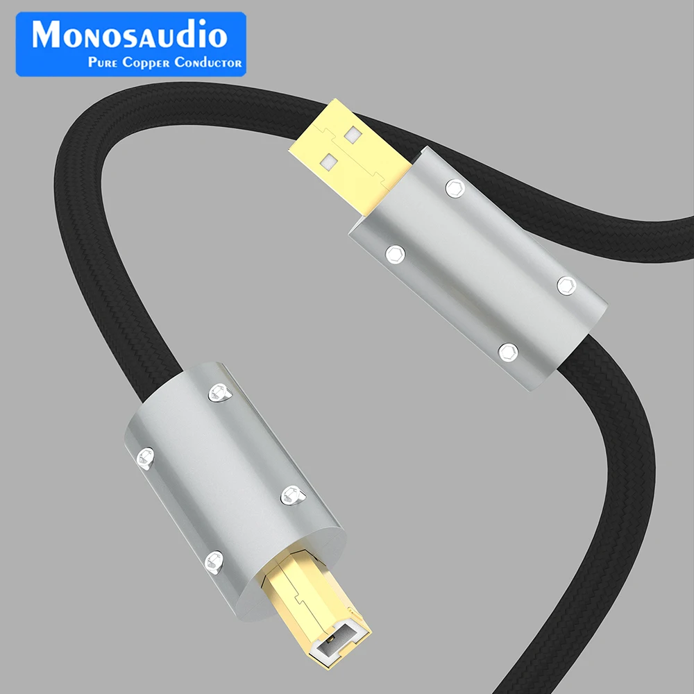 

Monosaudio USB2 Pro Высококачественный чистый серебристый USB аудио кабель аудиофил USB AB A-B DAC 5Micro золотистый DAC декодер данные принтера