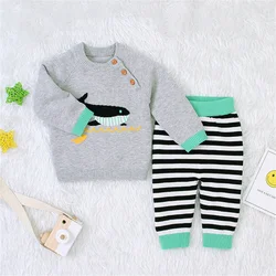 Ensemble de vêtements de styliste pour nouveau né, haut imprimé à manches longues + pantalon élastique côtelé/Plaid, tenues 2 pièces pour bébé fille et garçon 