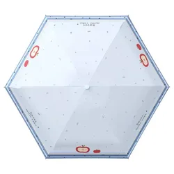 Compact Foldable Umbrella with Heart - Shaped Handle - Fruit Pattern Design, UV Protection (Light Blue)