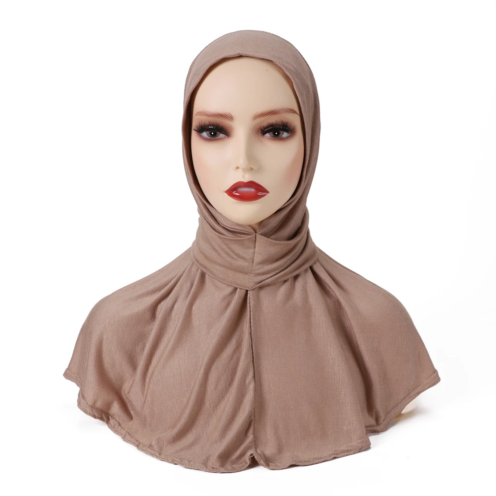 Soft Elastic Ready Jersey Cotton Hijab Undercap For Muslim Woman Bonnet Solid Color Instant Inner Caps Ladies Headband Free Size 2