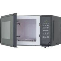 0.9 cubic foot matte black microwave oven with 6 quick setting menu options, easy to read LED display, and child safety lock 1