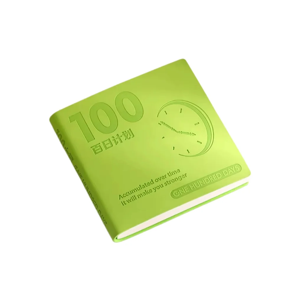 100일 플래너 노트 200페이지 정사각형 저널 10.5cm 라이트 블루 하드커버 학생 및 성인용 일일 습관 추적기