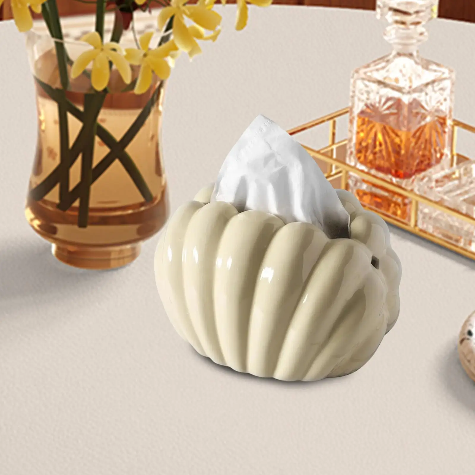 Ceramic Tissue Box  Napkin Holder Box Pearl Shell Shape Mermaid Cute Storage HOME Coffee Restaurant Hotel Bedroom Desktop Decore 4