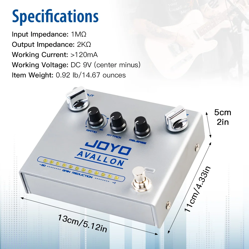 R-19 Classic Compression Pedal Avallon Guitar Bass Effect with RATIO/ ATTACK/REL