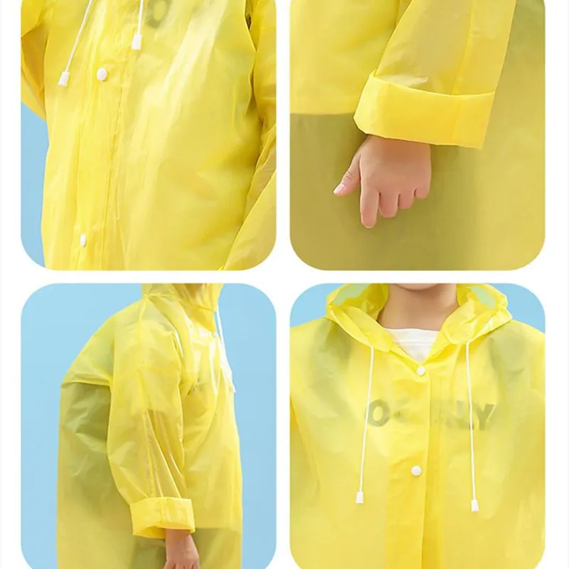 Children's poncho Waterproof reusable raincoat with hood Children's outdoor travel raincoat portable transparent raincoat poncho