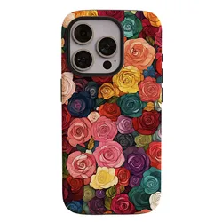 Funda de teléfono 2 en 1 con diseño de flores coloridas