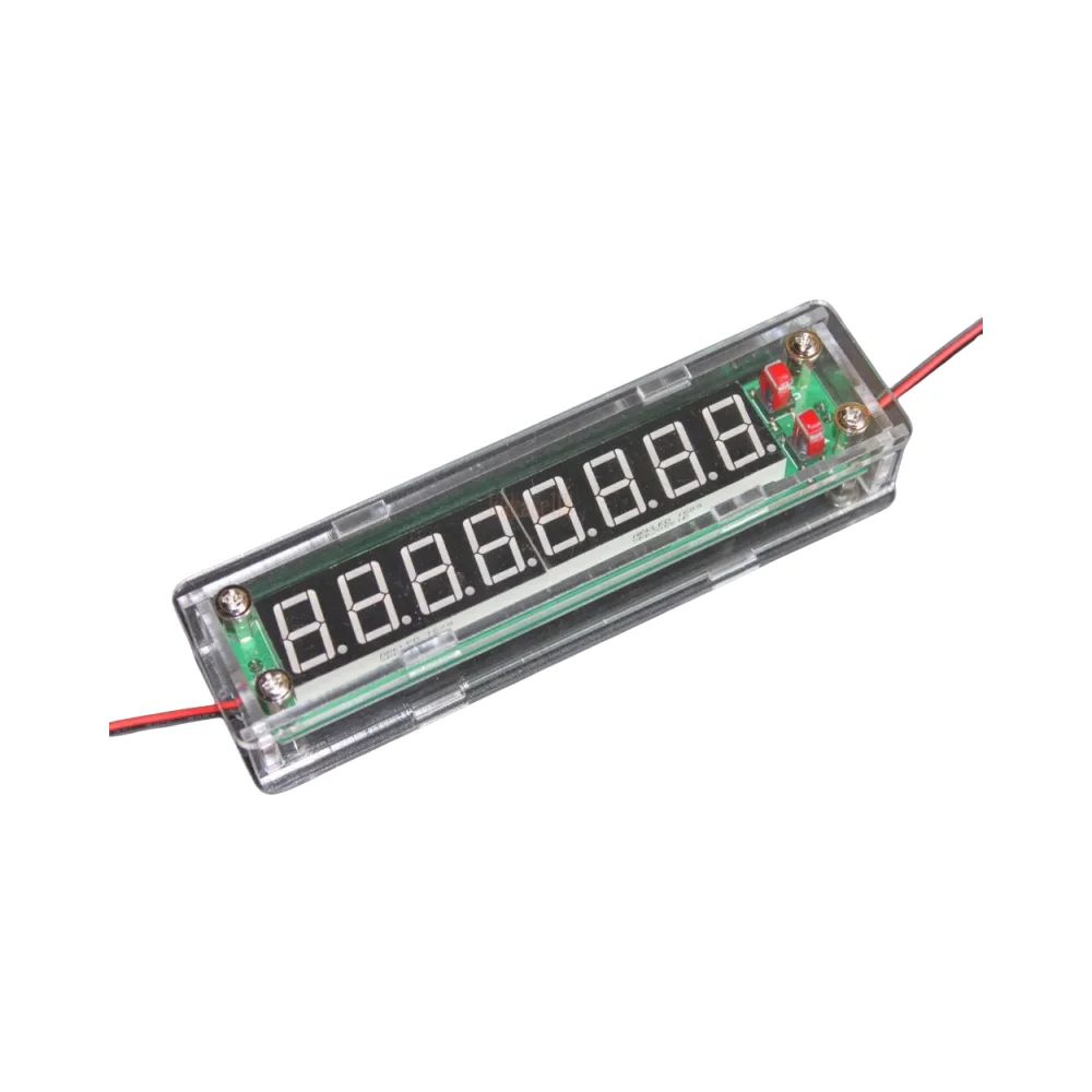 Frequency Counter DC 9-15V Digital Cymometer RF Signal 8 Digits 0.56"LED 0.1MHz~60MHz 20MHz~2.4GHz Frequency Counter with Transparent shell