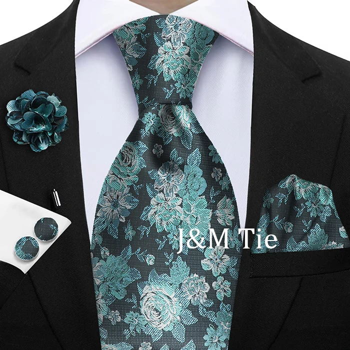 Luxus Krawatten Pfau Blau Lila Krawatte Einstecktuch Brosche Set Herren Hochzeit Krawatte Anzug Zubehör Fit Gruppe Urlaub Party Geschenk – Detail 27