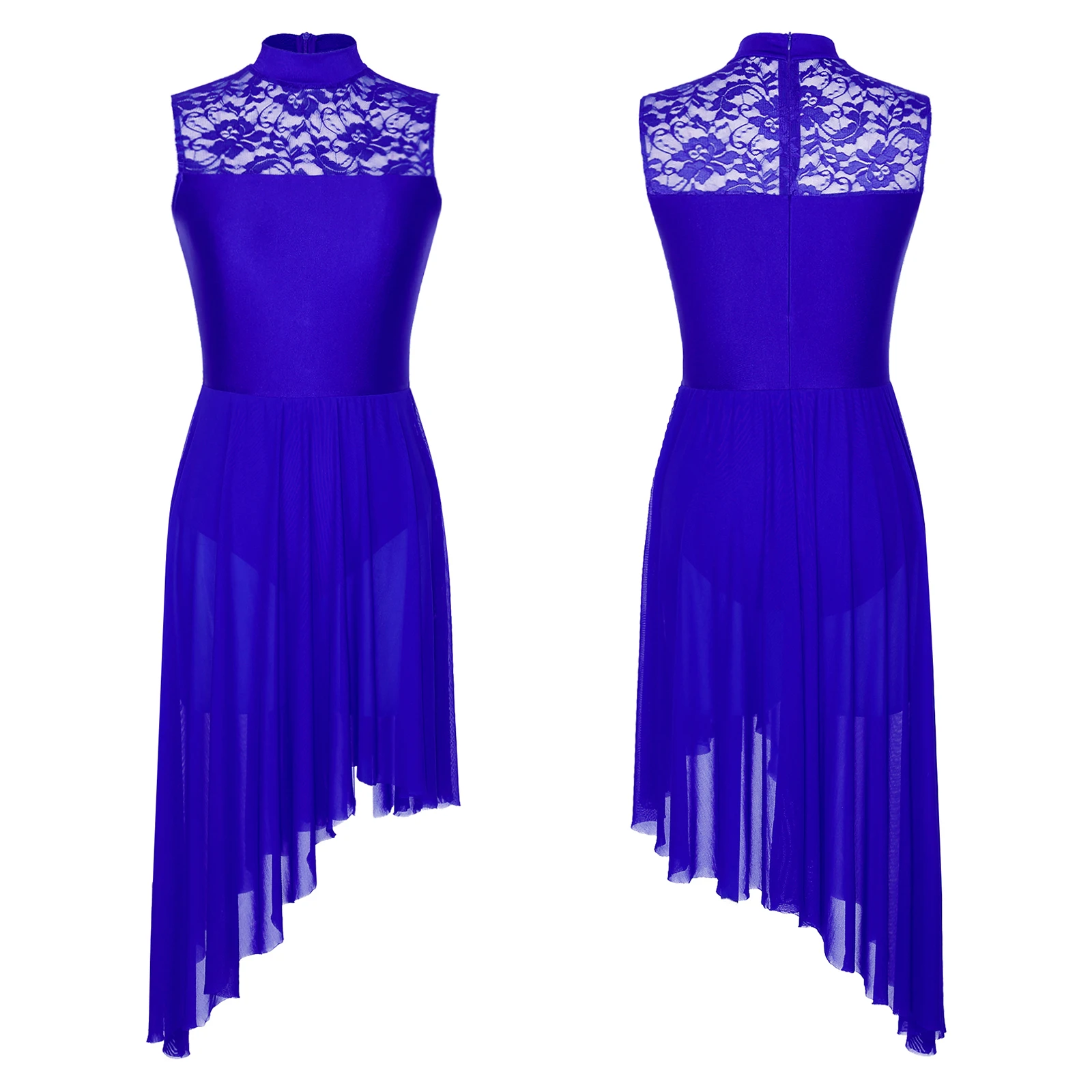 WomensSleevelessBalletLeotardsDressSummerFloralLacePatchwork