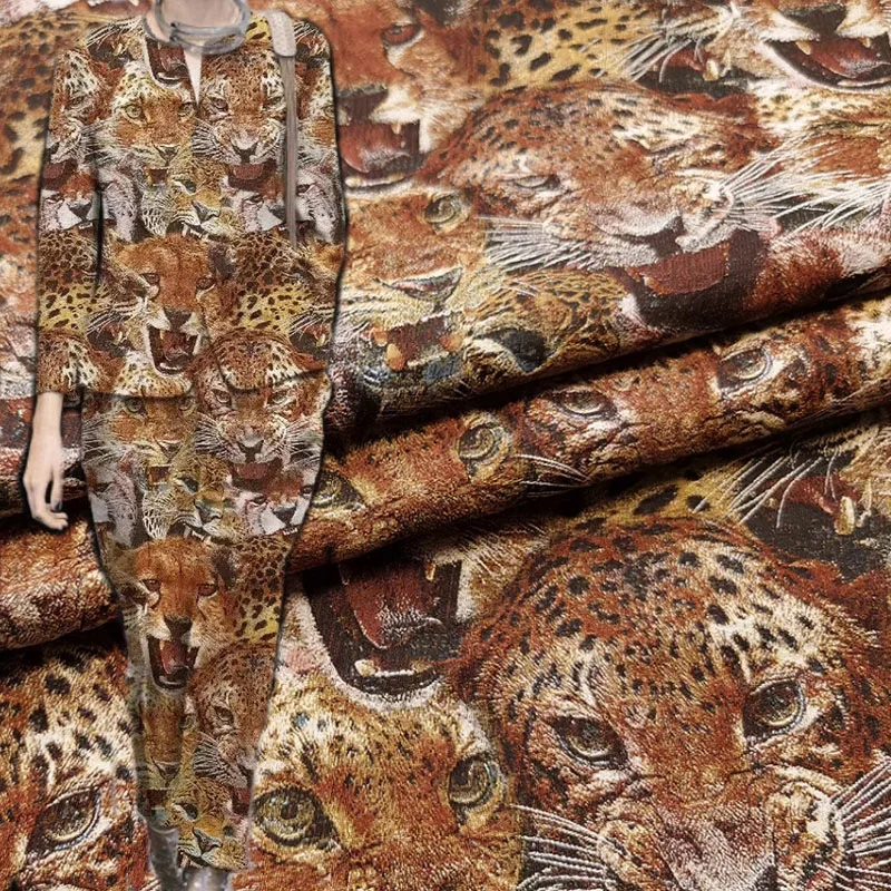 

European And American Leopard Pattern Jacquard Yarn-dyed Fabric For Women Dress Coat Jacket Handmade DIY Cloth Sewing
