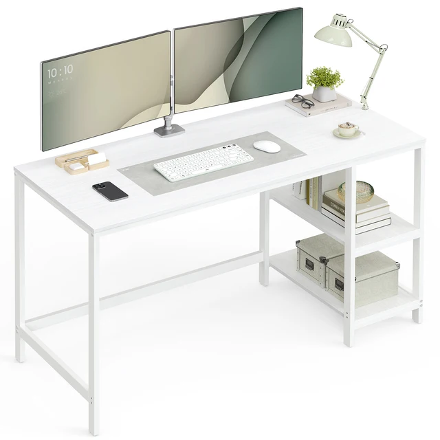 VASAGLE Computer Desk, Writing Desk with 2 Shelves on Left or Right, Work Table for Office Living Room, Steel Frame, Modern
