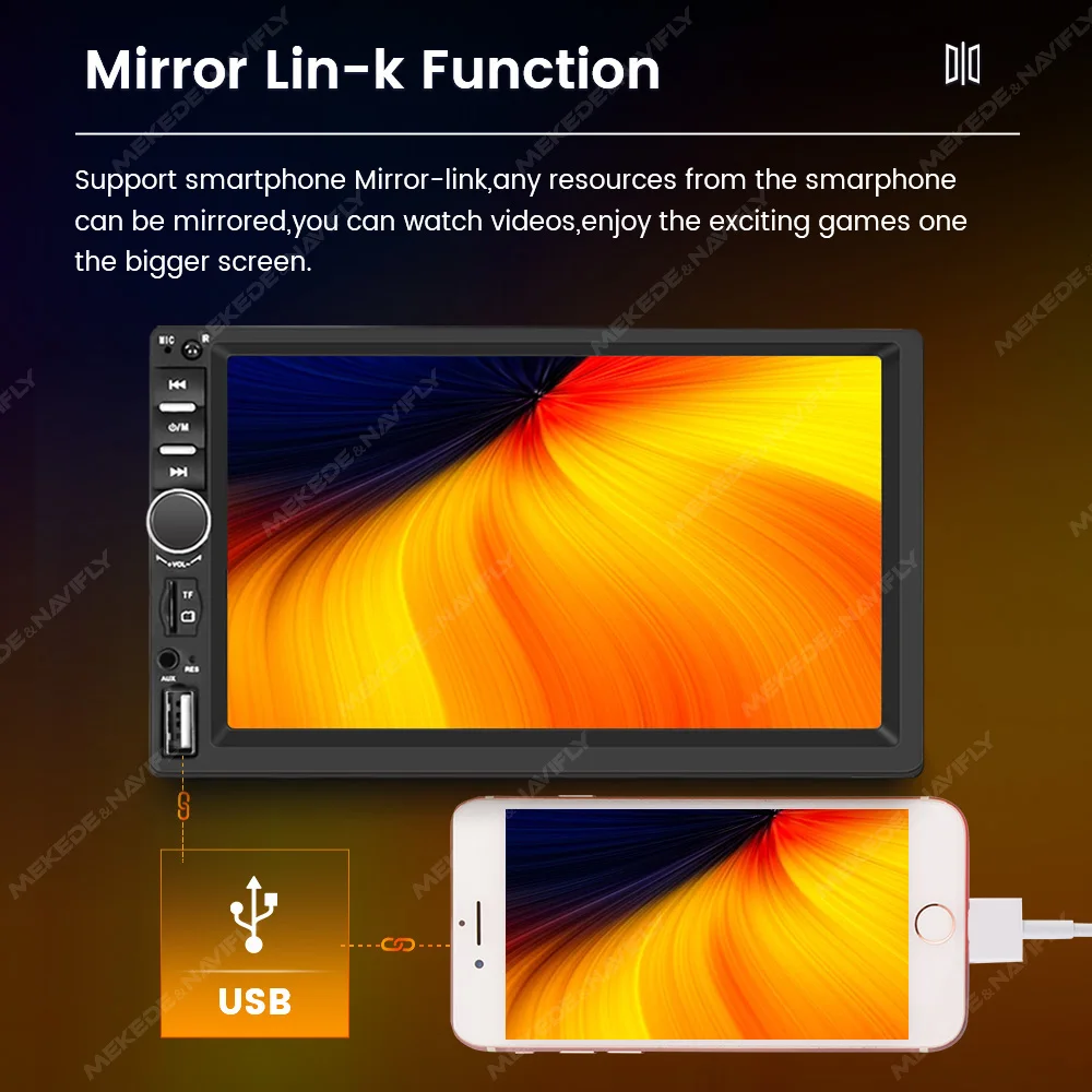 2 din MP5 Player Car Radio 7 Inch HD Touch Screen Autoradio Multimedia Player For Universal Support Carplay Android Auto BT FM