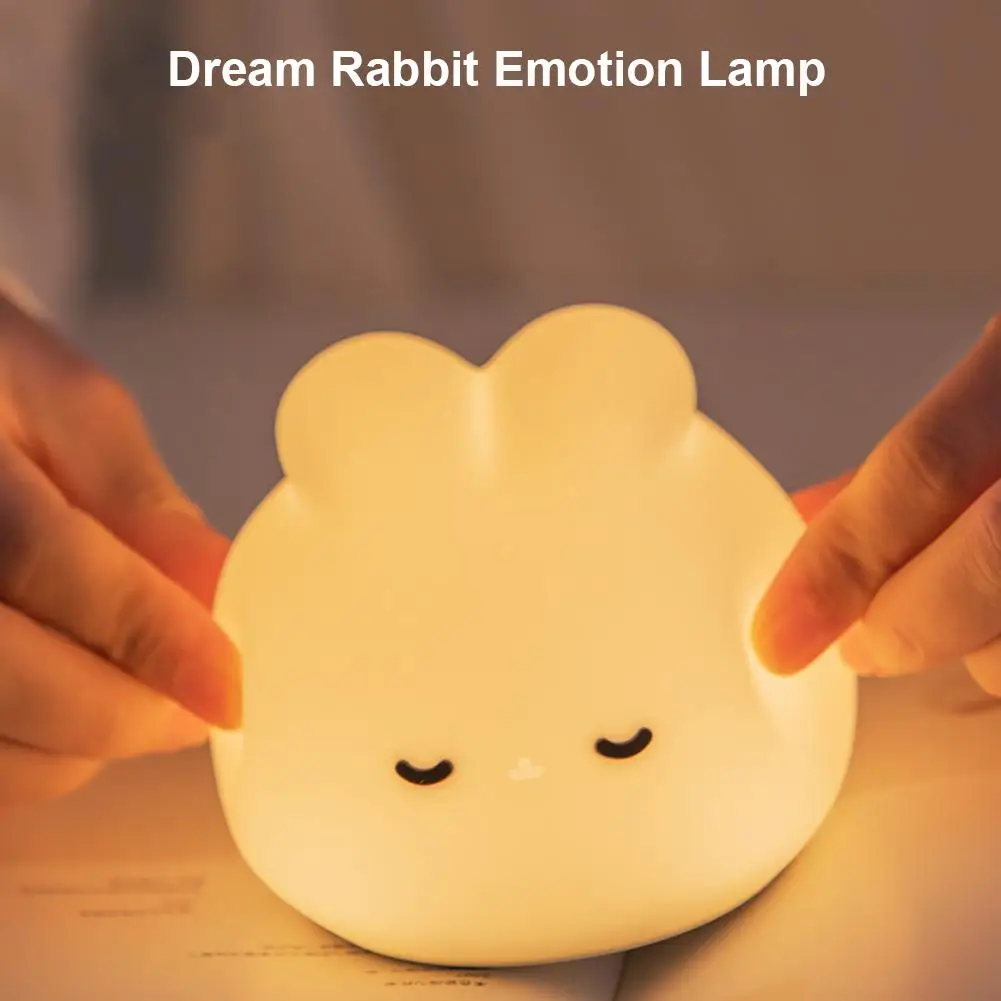 

Cute LED Rabbit Silicone Night Light 3 Levels Adjustable USB Children Bedroom Bedside Lamp With Timing Function LED Table Lamp