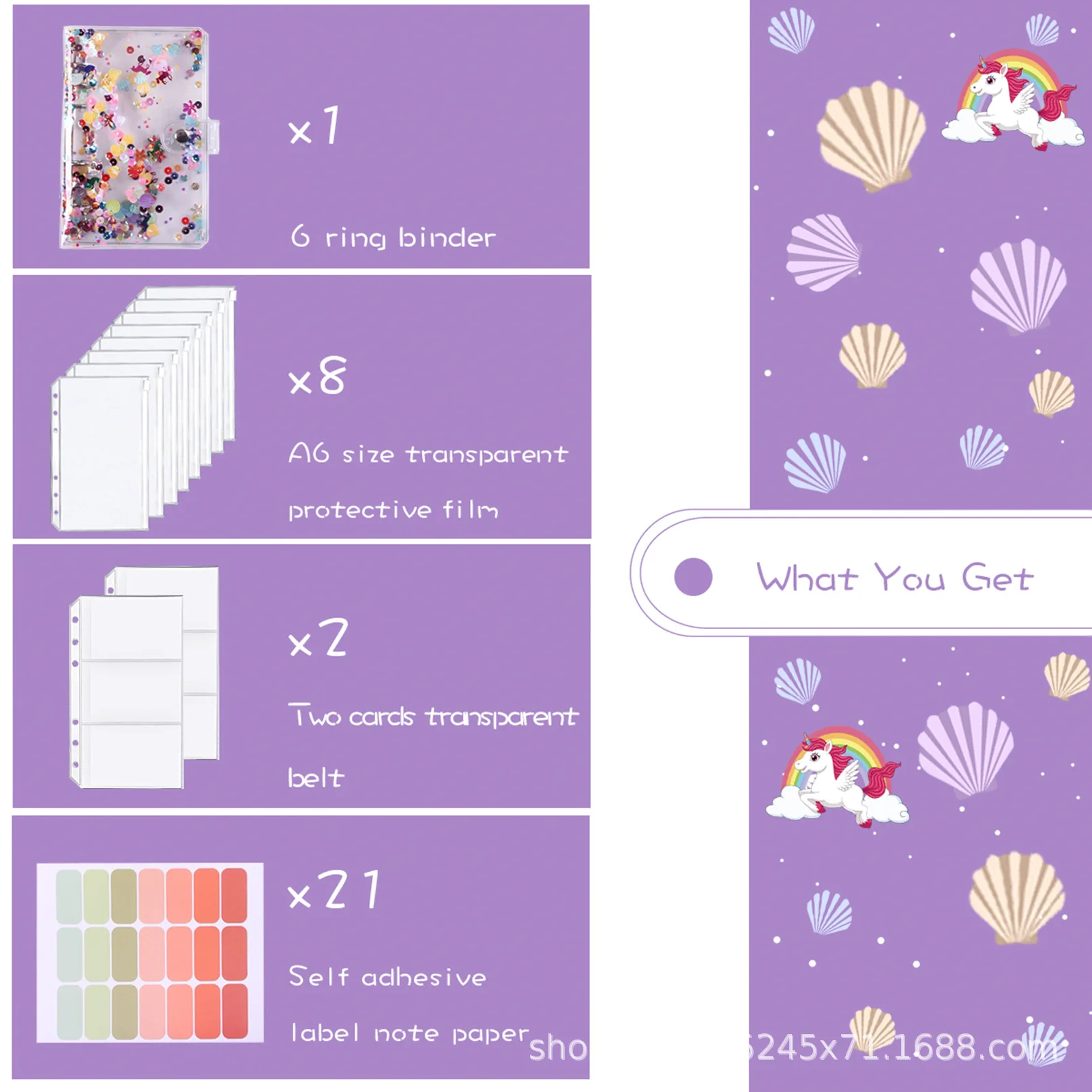 A5 A6 Transparent Binder Budget Planner Organizer 6 Ring Cover 6Pcs Pockets 12 Expense Budget Sheets