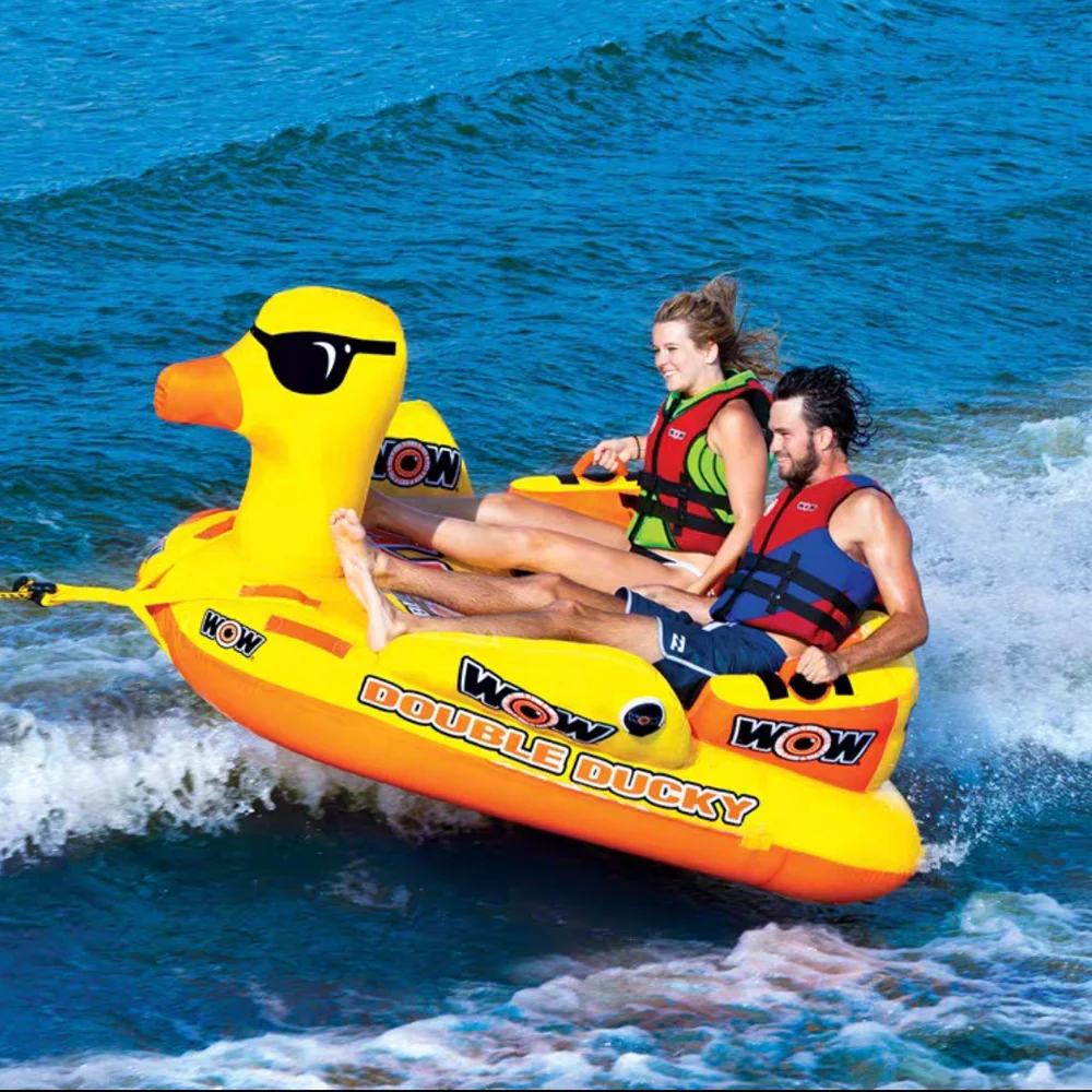 Hot Sale Inflatable Beach Sofa Yellow Duck Flying Fish Towable Tube Water Park Games kids and adults inflatable fly fish water boat exciting water sport 4 3m inflatable flying fish towable