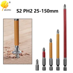 Magnetic Hex Shank Anti Slip Long Reach Electric Screwdriver Bits Precision PH2 Single Phillips/Cross Head Power Tools