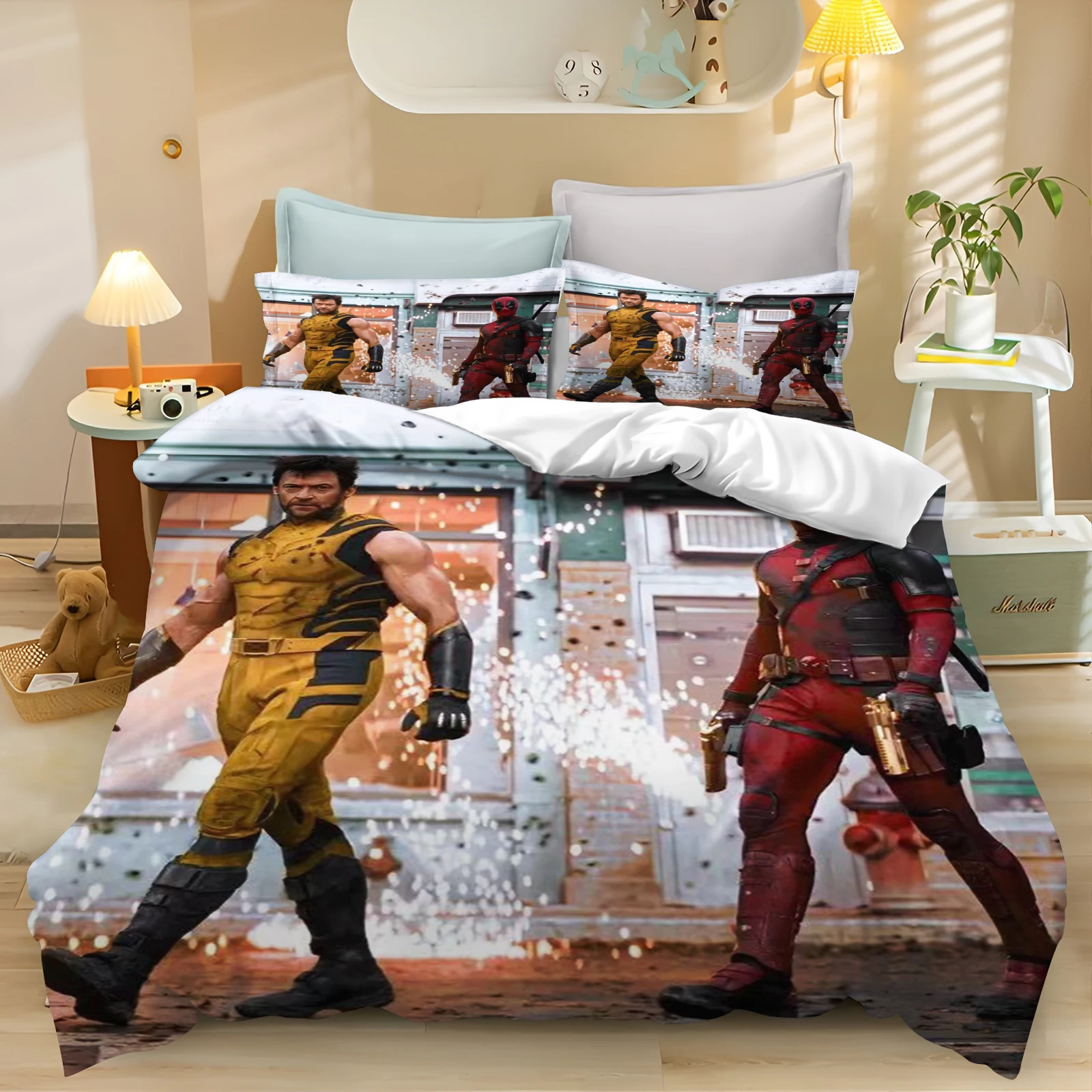 Description Picture 6 of itemDeadpool and Wolverine Bedding Set for Teen Bedroom Polyester Various Sizes Decor Ultra Soft Comfortable Cartoon Alien Baby Set