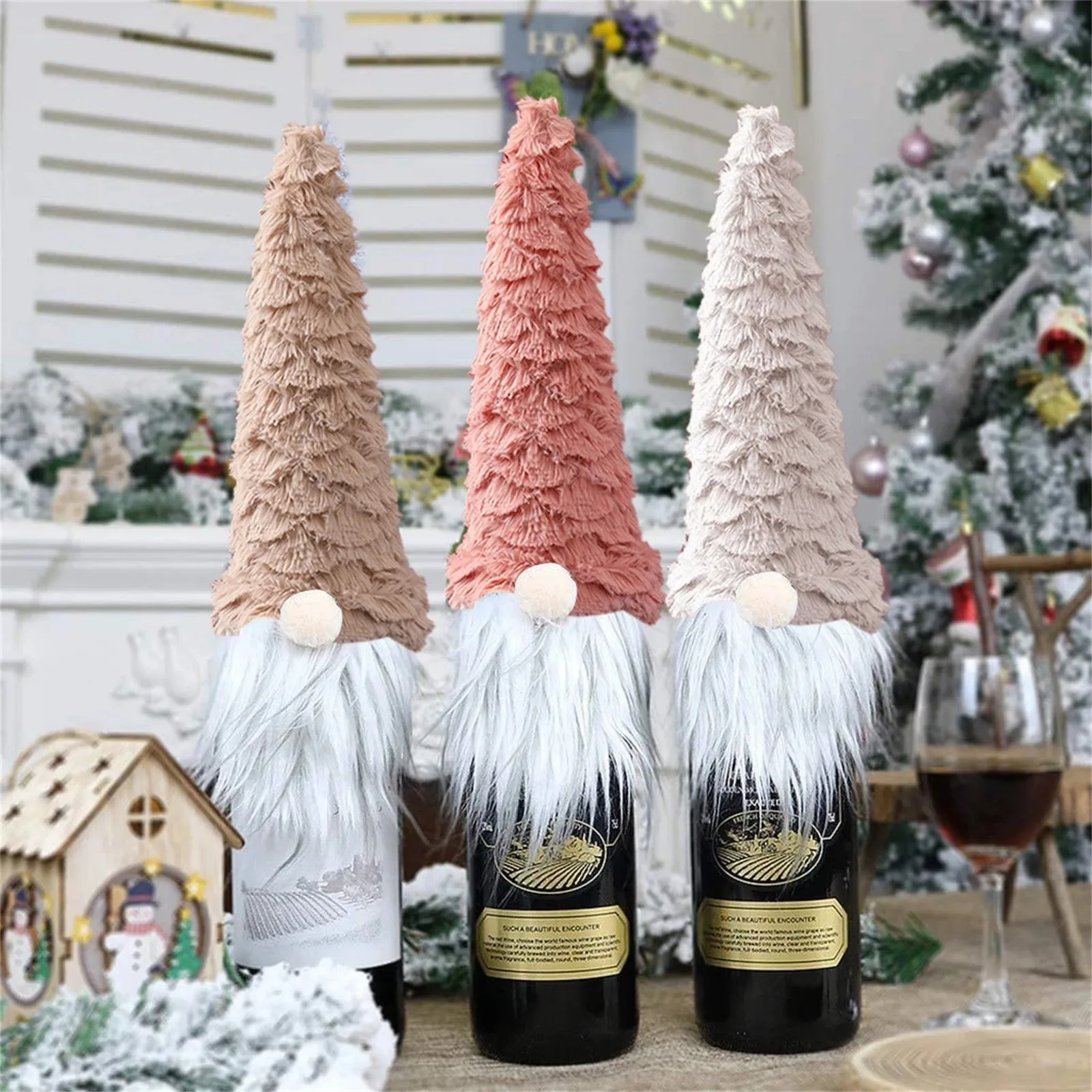 Wholesale Christmas Wine Bottle Cover Cute Gnome Faceless Doll Champagne Bottle Cover Dress Up Xmas Decoration 크리스마스 #M