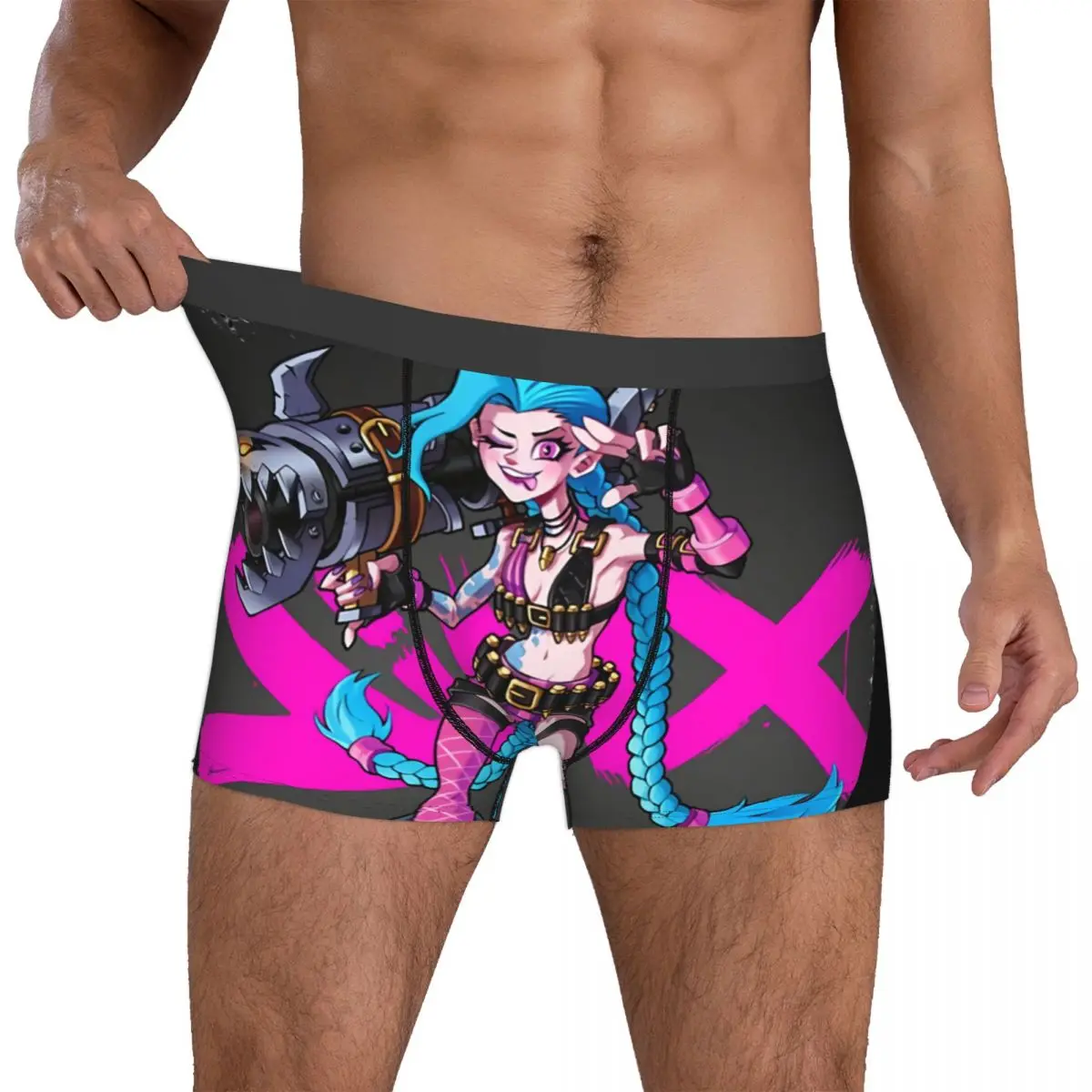 Jinx Pop Men Boxer Briefs Underwear Arcane League of Legends Animated Highly Breathable High Quality Gift Idea 4