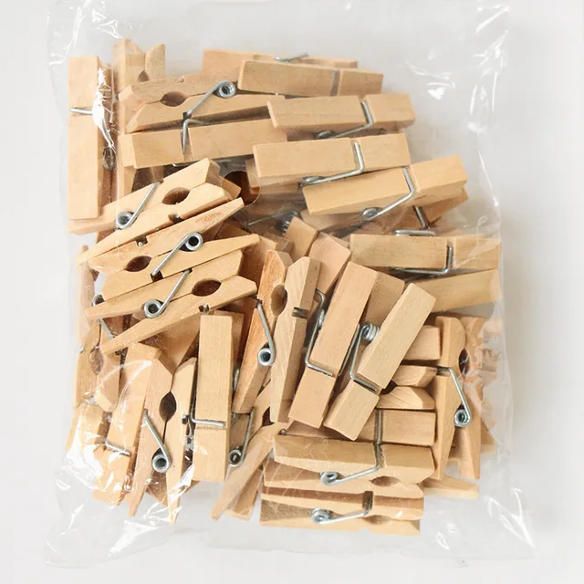 10/20/50/100 Pcs Mini 25 Mm Természetes Fából Készült Klipek Fotó Ruhacsipeszes Esküvői Parti Fa Csapok - Image 6