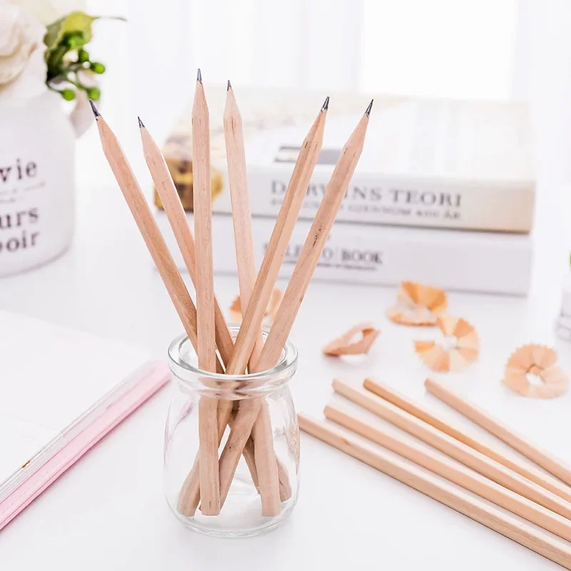Eco-friendly Natural Wood Black HB Pencils - Non-toxic Stationery for Sketching and Writing