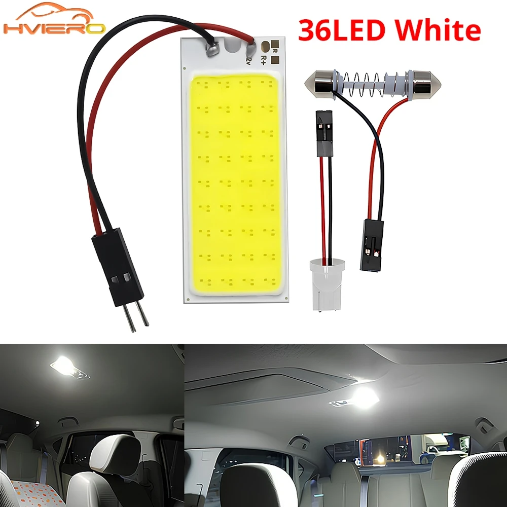 1pcs 슈퍼 밝은 자동차 LED T10 C5W COB 36SMD 독서 등 트렁크 번호판 램프 자동 돔 통로 인테리어 조명 화이트 레드