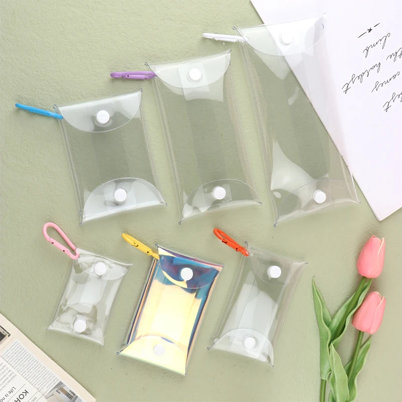 Mini bolsa de exhibición de muñeca de Anime, monedero transparente, llavero colgante, bolsa cuadrada, organizador de llaves, lápiz labial, auriculares, bolsa de almacenamiento