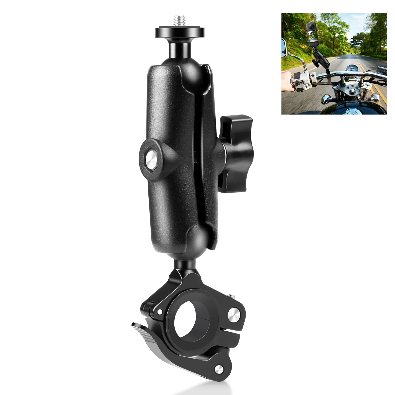 PULUZ 오토바이 알루미늄 합금 O-클립 퀵릴리즈 클램프 핸들 바 고정 마운트 거치대, GoPro 및 기타 액션 카메라용
