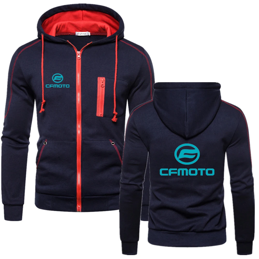 2023 Spring Autumn Cfmoto Logo Print Fashion Solid Color Zipper Hoodies Men Loose Casual Sports Cardigan High Quality Sweatshirt