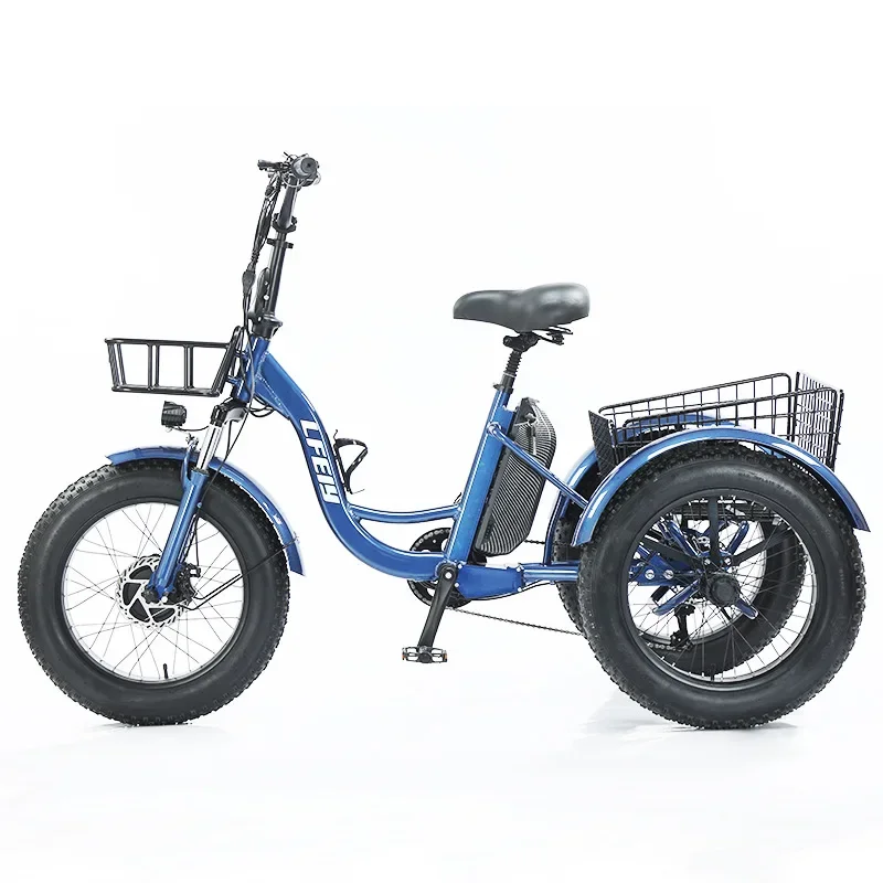 3 Wheel Electric Tricycle 20-inch fat tire Electric Tricycle 500W pedal-assisted lithium battery tricycle thick tire snow bike