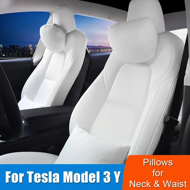 Für Tesla Modell 3 Y X S Hals Kissen Kopfstütze Kissen Leder Speicher Hals  Taille Kissen Auto Sitz Kopf Unterstützung model3 Zubehör - AliExpress