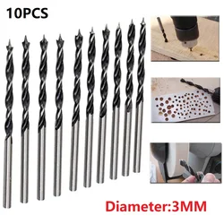 10pcs Wood Drill Bits 3mm Woodworking Tri-point Drill Bit 58mm Precision Ground Drills Power Tool Accessories High Quality
