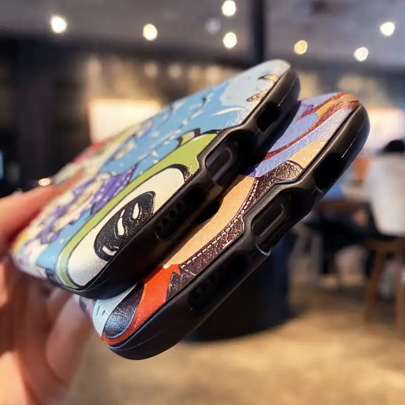 Милый мультяшный кожаный чехол для Apple Phone Для IPhone 11 12 13 14 Pro max, овальные защитные чехлы с небольшой талией